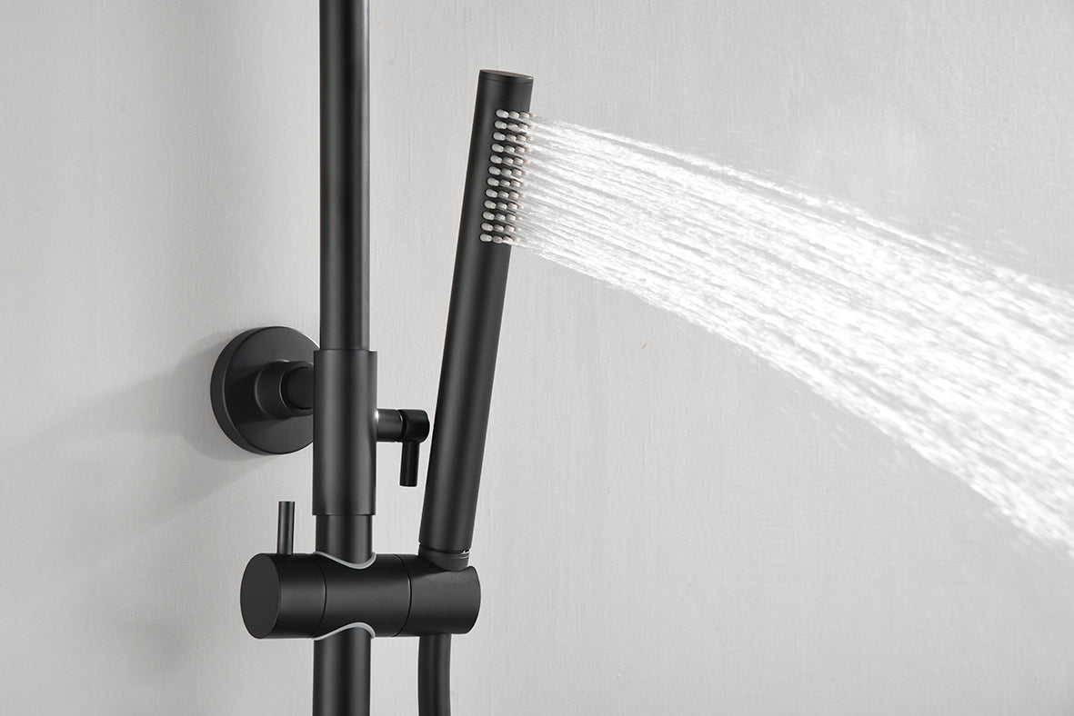 Ribbd Thermostatic Surface-Mounted Rain Shower Set Matte Black