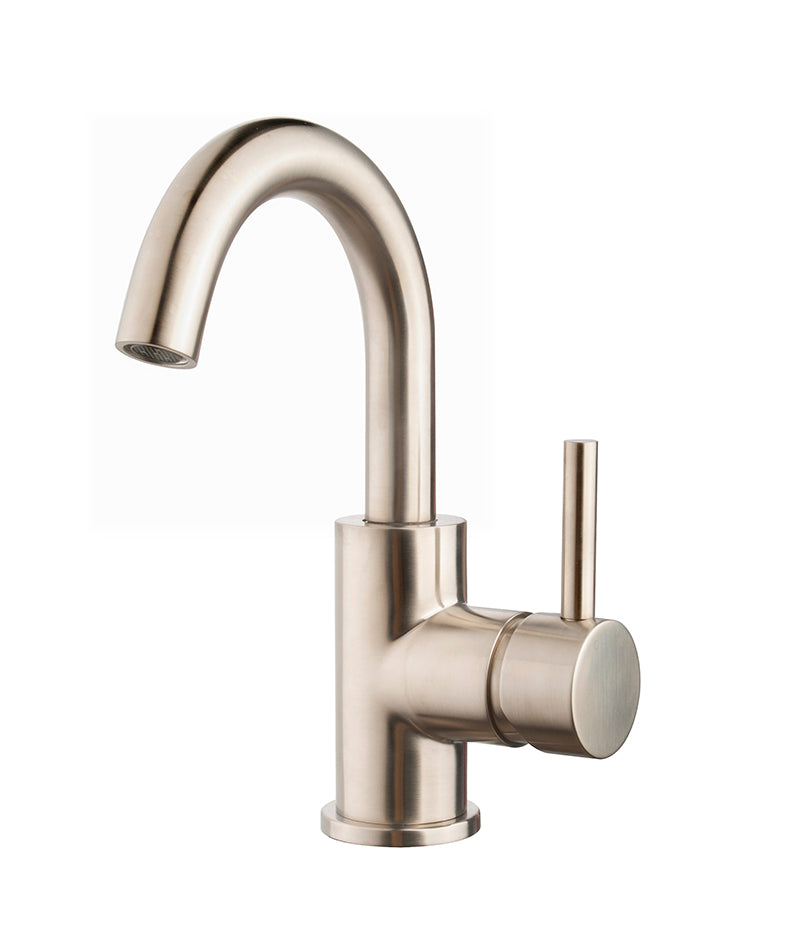 Caral basin mixer with swivel spout brushed steel PVD
