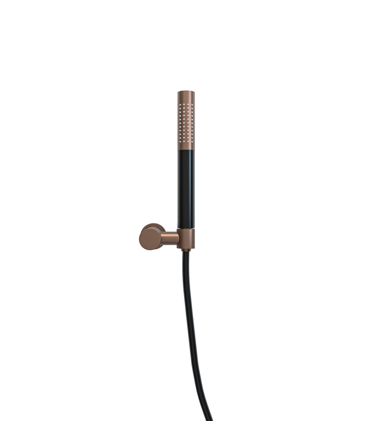 UniMatch hand shower set with 1-spray stick hand shower, shower hose, and tiltable wall holder brushed bronze copper/matte black