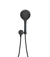 UniMatch hand shower set with 3-spray hand shower Ø 12 cm, shower hose and wall elbow matte black
