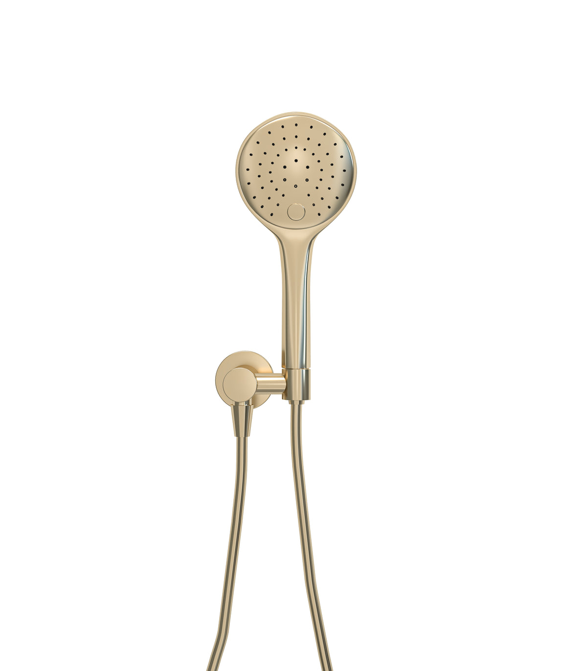 UniMatch hand shower set with 3-spray hand shower Ø 12 cm, shower hose and wall elbow brushed brass
