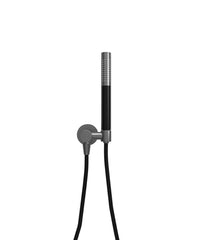 UniMatch hand shower set with 1-function stick hand shower, shower hose, and wall elbow gunmetal/matte black