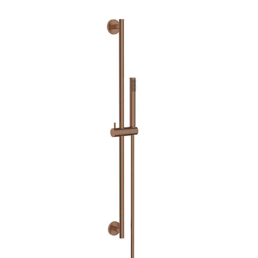 UniMatch slide rail set complete with 1-function stick hand shower brushed bronze copper
