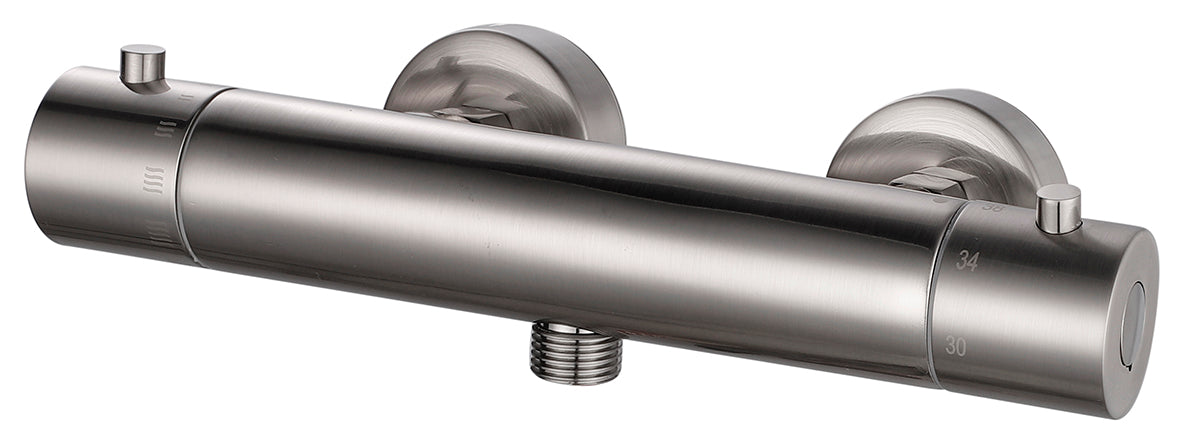 Rio thermostatische douchemengkraan 12 cm geborsteld staal