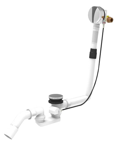 Bath drain and overflow combination with integrated filler and pop-up waste, chrome