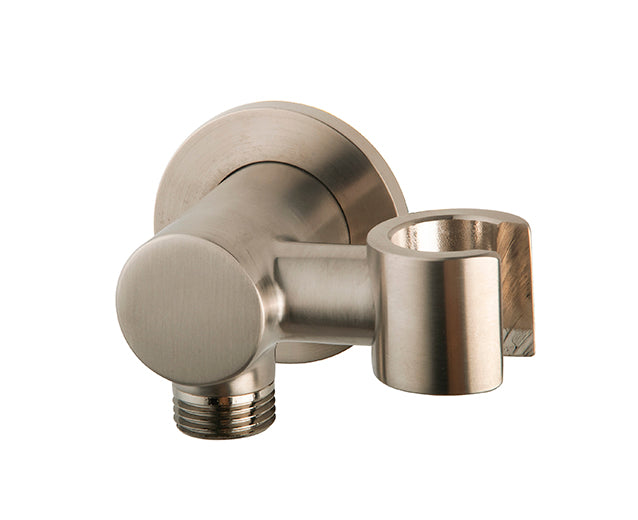 UniMatch wall outlet elbow with swivel hand shower holder round 1/2" brushed steel PVD