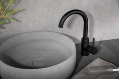 Ribbed basin mixer with swivel spout matt black