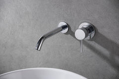 Ribbed single-lever basin mixer, built-in, complete, chrome