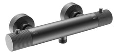 Grooved thermostatic shower mixer 15 cm center distance gunmetal PVD
