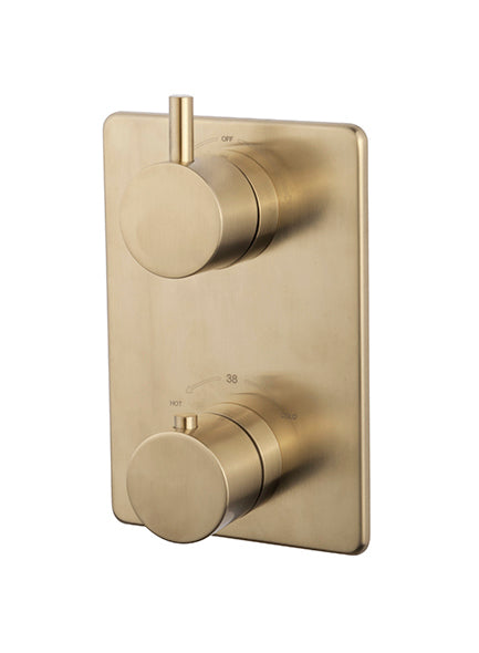 Caral built-in thermostat trim kit 2-way brushed brass PVD