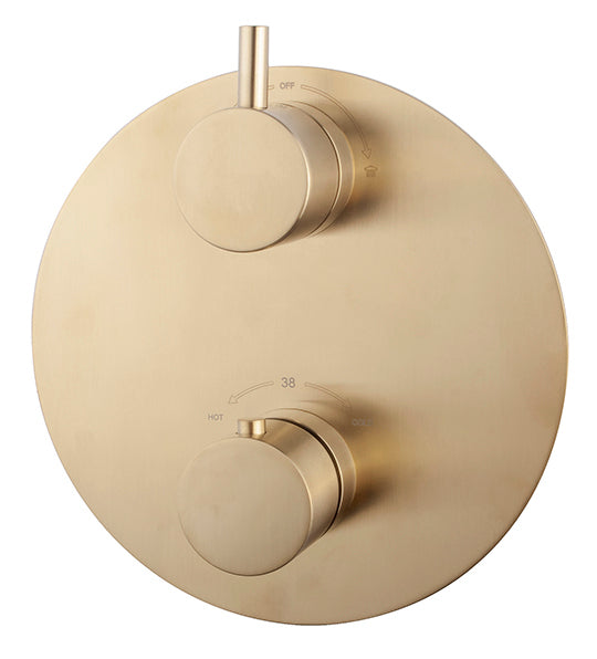 Caral trim kit round built-in thermostatic mixer 2-way brushed brass PVD