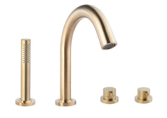 Caral trim set bath rim thermostat 4-hole brushed brass PVD