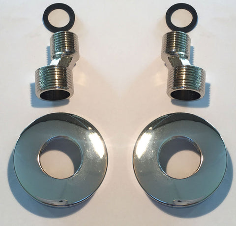 Rio set S-koppelingen met rozet voor 15cm 1/2''x3/4'' chroom