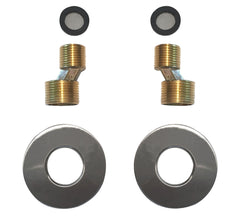 Rio set s-koppelingen met rozet voor kraan 15 cm 1/2" x 3/4" geborsteld staal