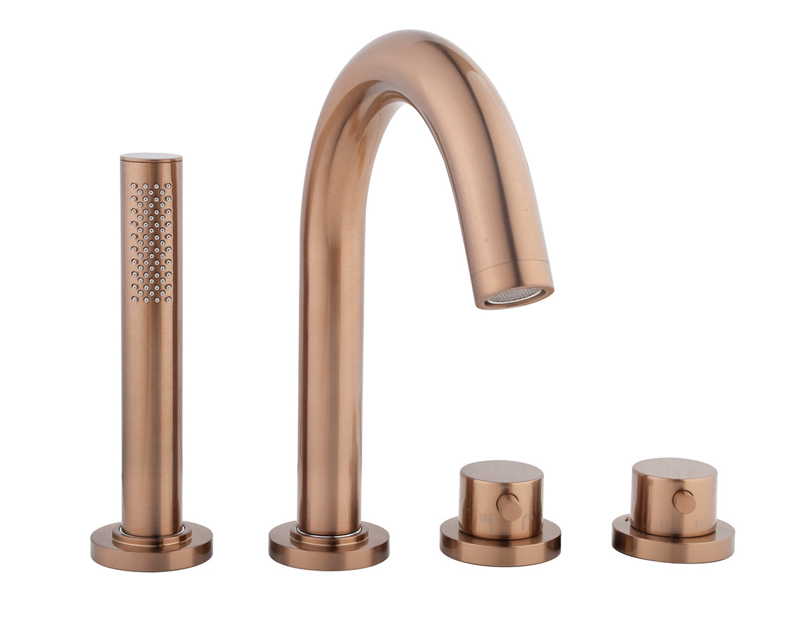 Caral trim set bath rim thermostat 4-hole brushed bronze copper PVD