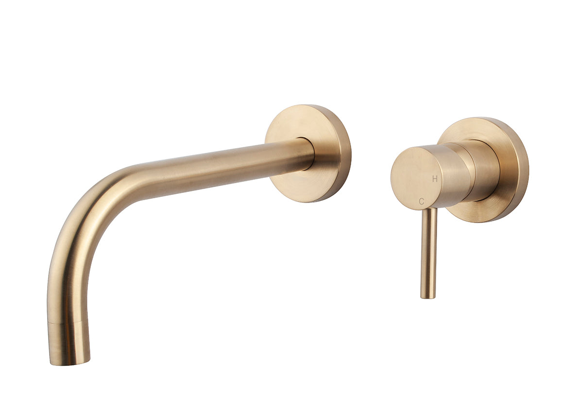 Caral Slim single-lever basin mixer with cold start brushed brass PVD