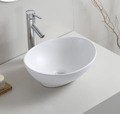 Boat washbasin oval 40 x 33 x 14.5 cm ceramic matte white