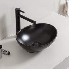 Boat washbasin oval 40 x 33 x 14.5 cm ceramic matt black