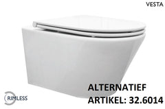 Vesta Rimless Wall-Mounted Toilet with Flatline Soft-Close Quick-Release Toilet Seat, Gloss White
