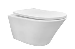 Vesta Tornado flush wall-hung toilet rimless with nano-coating with Shade slim toilet seat soft-close and quick release gloss white