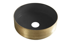 Wiesbaden Mondri waskom - rond 36 x 36 x 12 cm - mat zwart/geborsteld goud