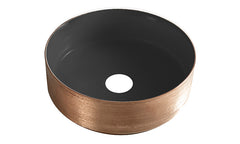 Wiesbaden Mondri waskom - rond - 36 x 36 x 12 cm - mat zwart/geborsteld brons koper