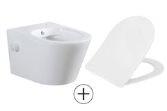 Wiesbaden Wandcloset Bidet Vesta - 52 cm - Rimless - Bidet functie-warm en koud water - Keramiek