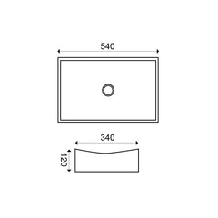 Slide keramische werkbladwastafel 54x34 cm zonder overloop, wit, Wiesbaden