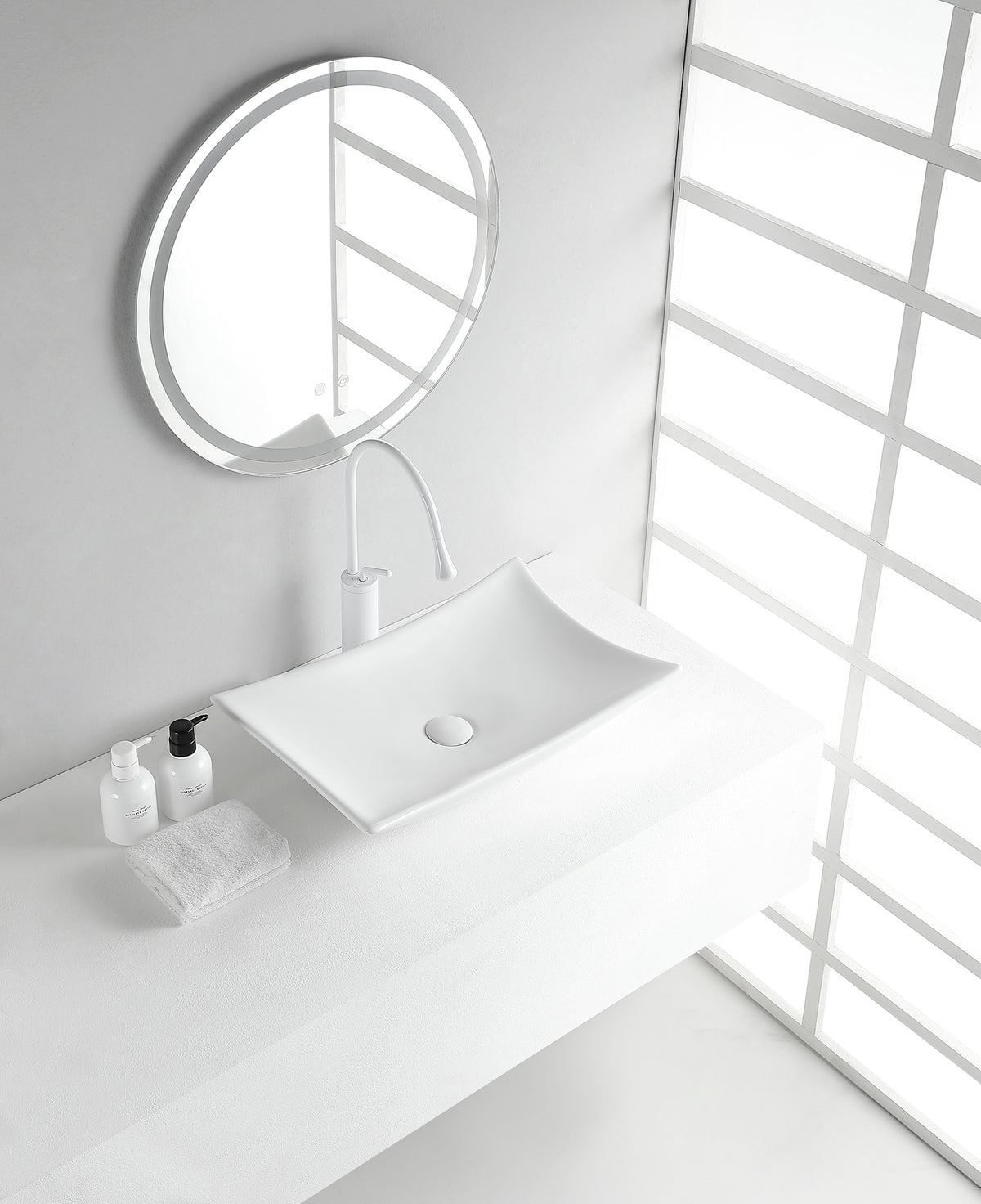 Scala rectangular washbasin 56 x 37 x 10.5 cm ceramic gloss white