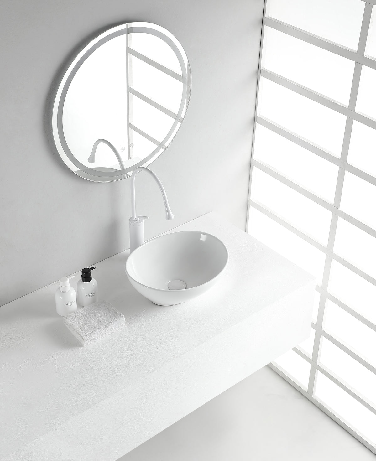 Vessel sink oval 40 x 33 x 14.5 cm ceramic gloss white