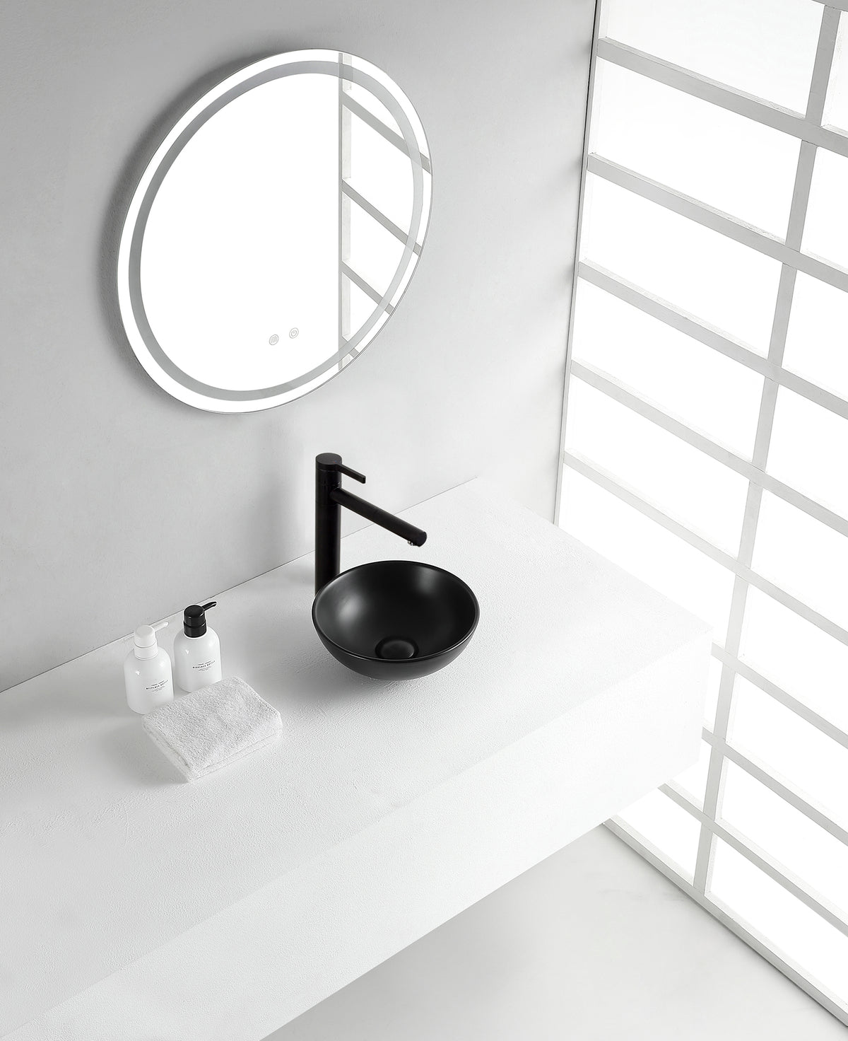 Kimo wash basin round 28 x 10 cm ceramic matt black