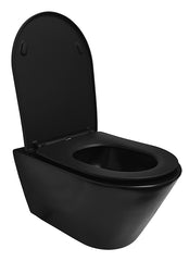 Stereo rimless wall-hung toilet with Shade slim soft-close and quick-release toilet seat matt black