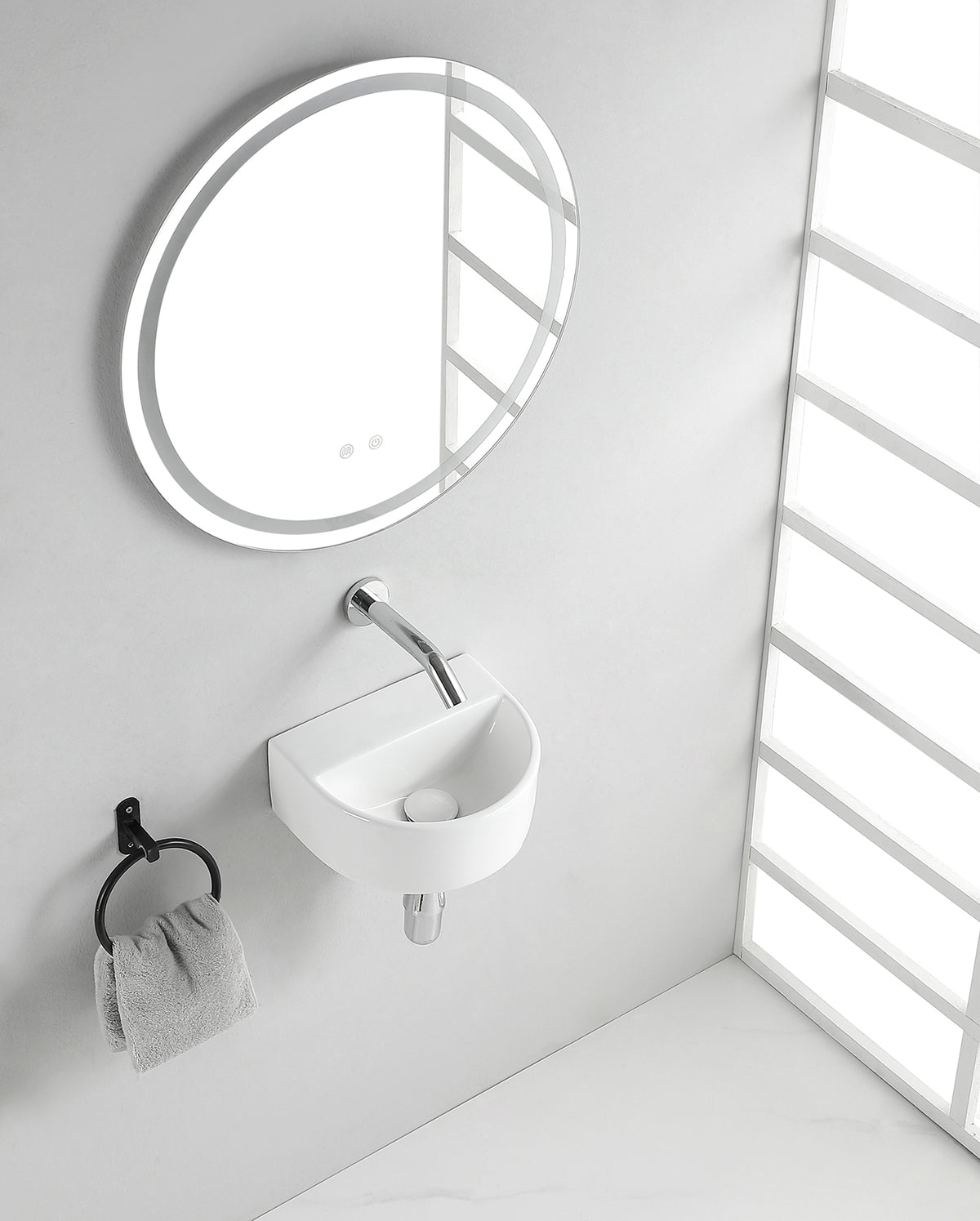 Lara basin without tap hole 30 x 25 x 12 cm ceramic gloss white