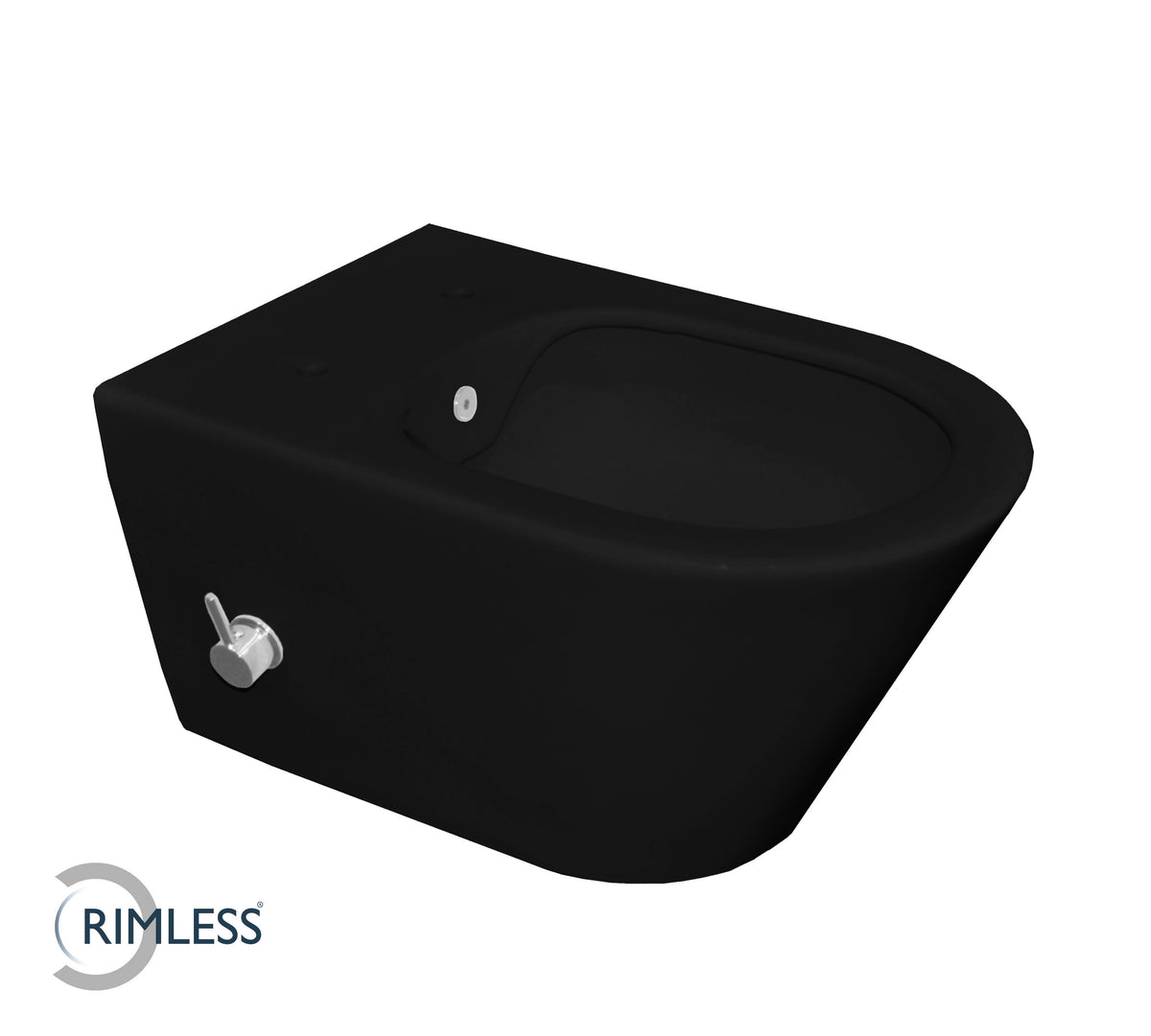 Stereo rimless wall-hung toilet with bidet tap hot and cold water matte black