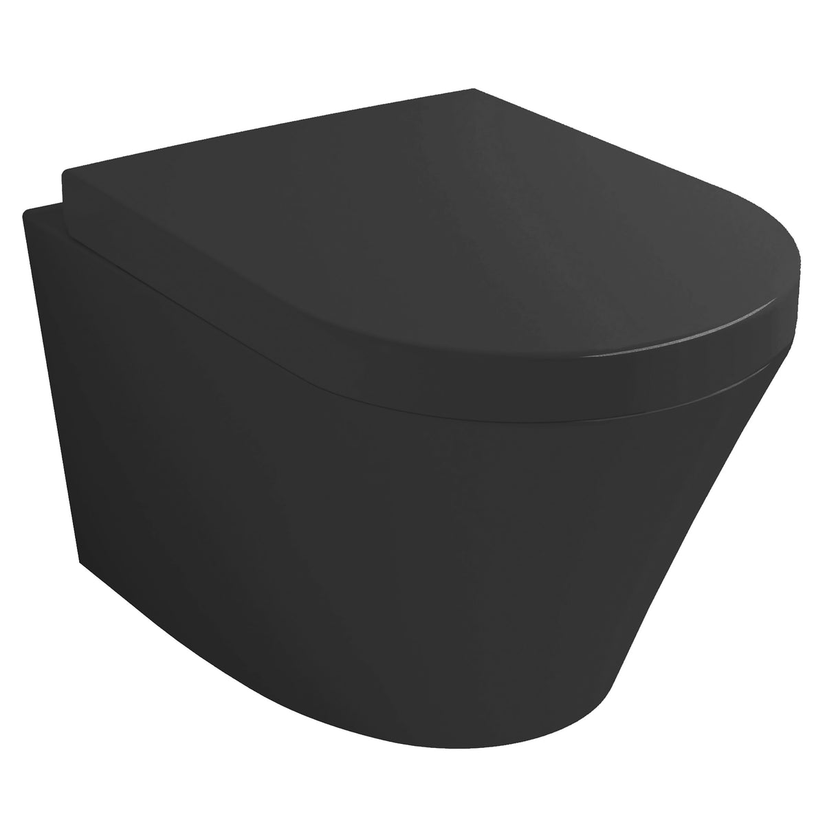 Vesta rimless wall-mounted toilet with Vesta soft-close and quick-release matte black toilet seat