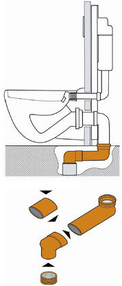 Jump bend adjustable 15-35cm, installation height 80 mm, 90-110mm connections