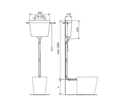 High-level plastic cistern white