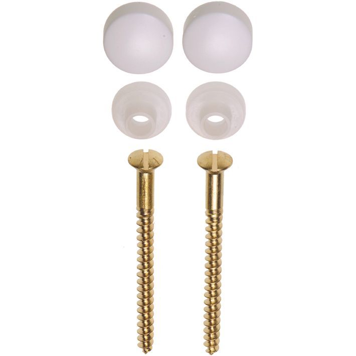 Pan head screws without plug 2 pieces brass 5.5 x 70 mm cover cap white