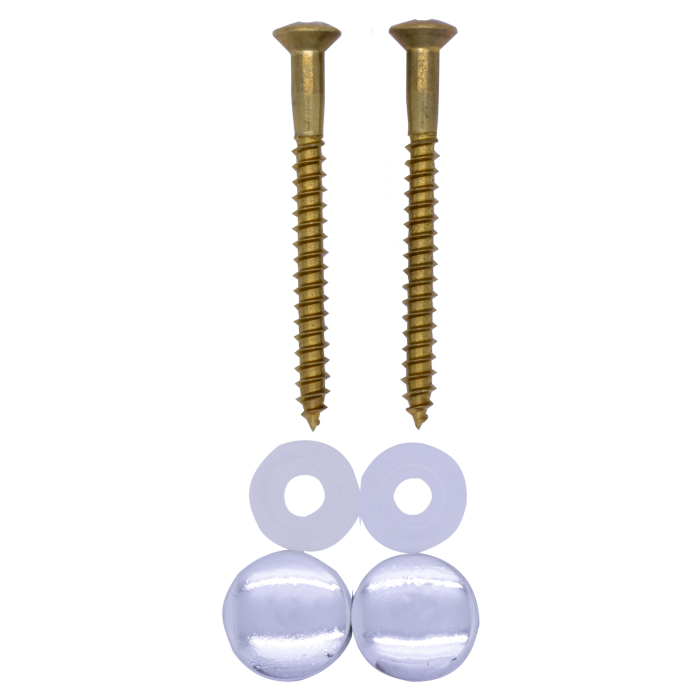 Pot screw set without plug 2 pieces brass 5.5 x 70 mm chrome cover cap