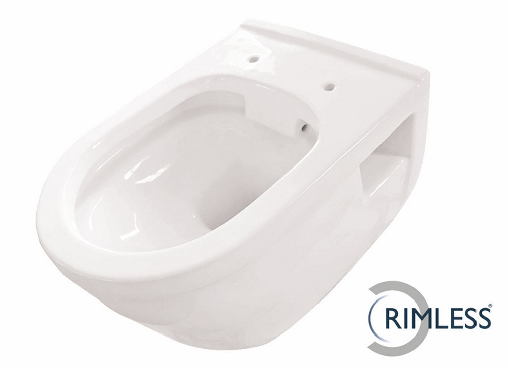 Prio rimless wall-hung toilet glossy white