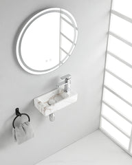 Rhea S mini fountain right 36.5 x 18 x 9 cm ceramic carrara