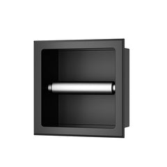 Rocko recessed toilet roll holder without flap matte black