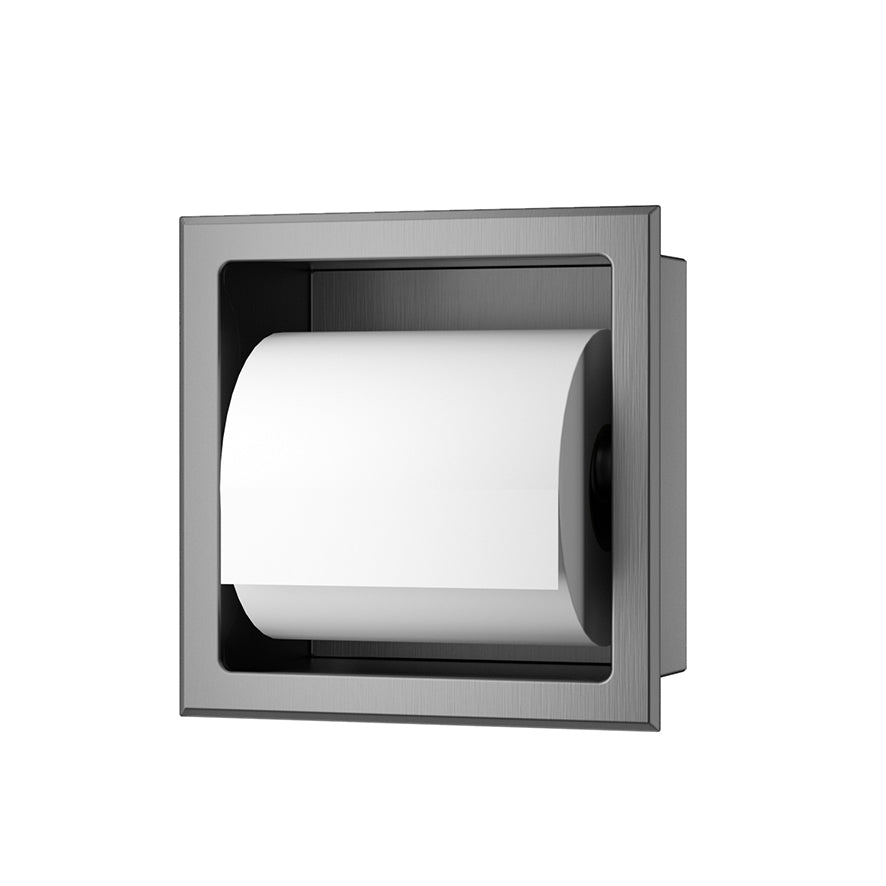 Rocko recessed toilet roll holder without flap gunmetal