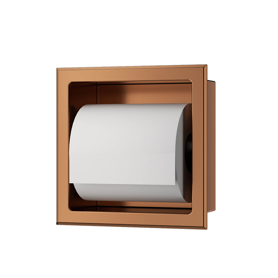 Rocko recessed toilet roll holder without flap brushed bronze copper PVD