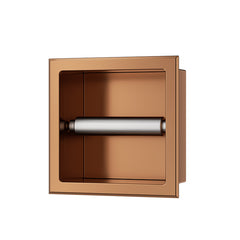 Rocko recessed toilet roll holder without flap brushed bronze copper PVD