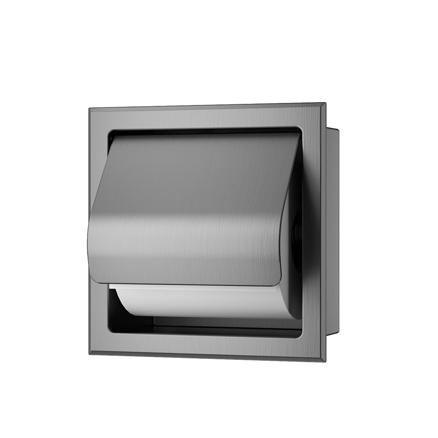 Rocko toilet roll holder with flap built-in gunmetal