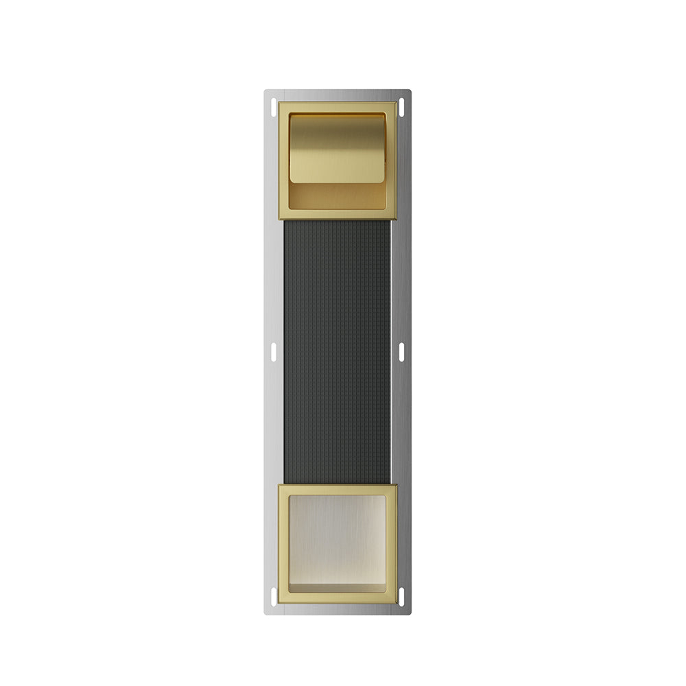 Rocko toiletrolhouder met klep en reserverolhouder inbouw geborsteld messing