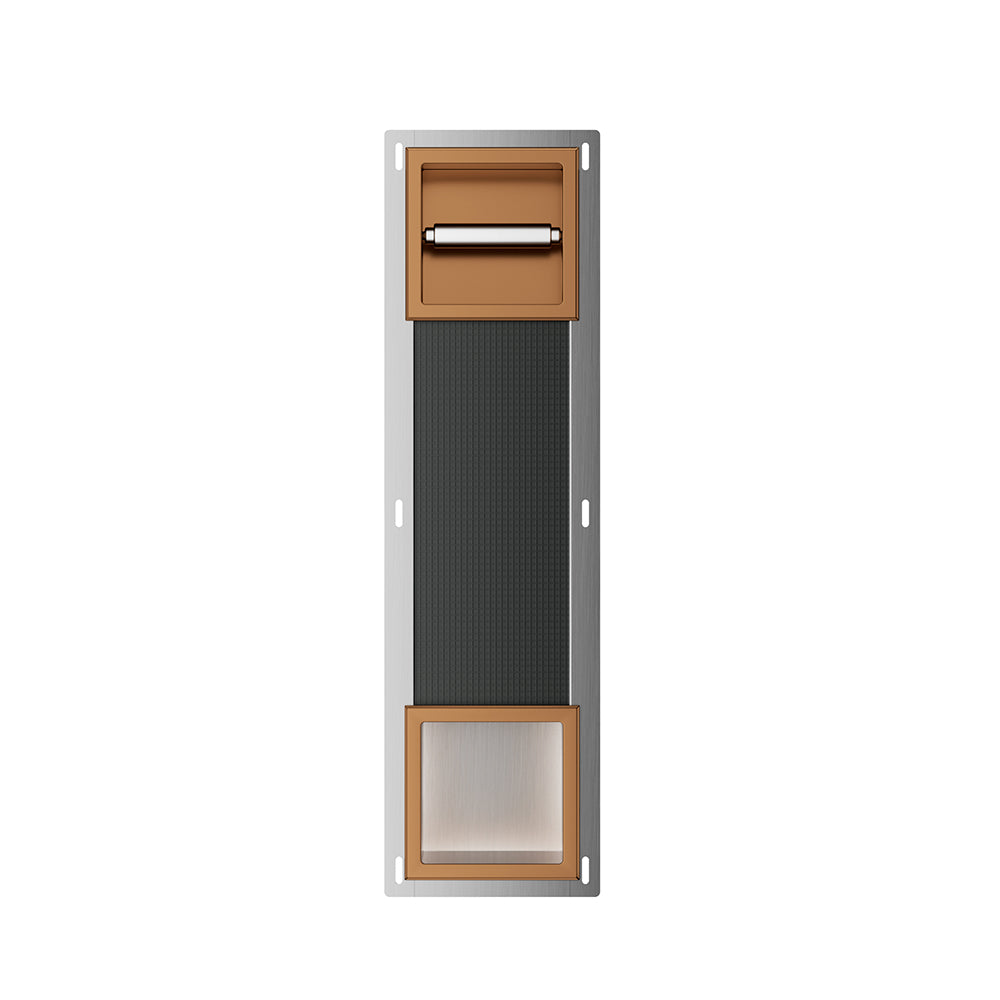 Rocko toilet roll holder without cover and spare roll holder built-in brushed bronze copper