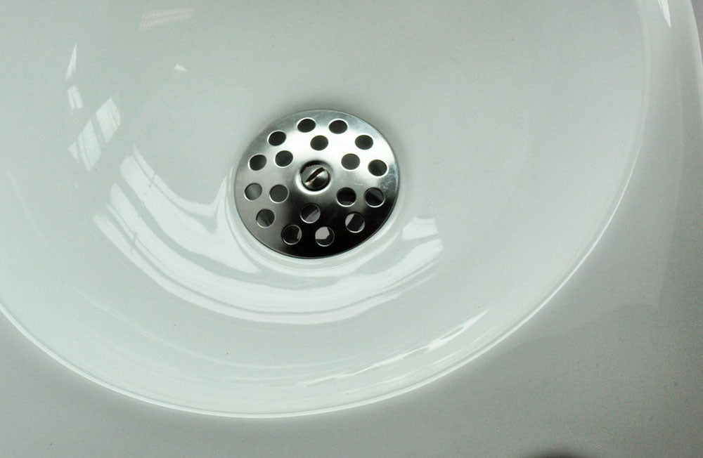 Corrugated open drain plug strainer 5/4" chrome