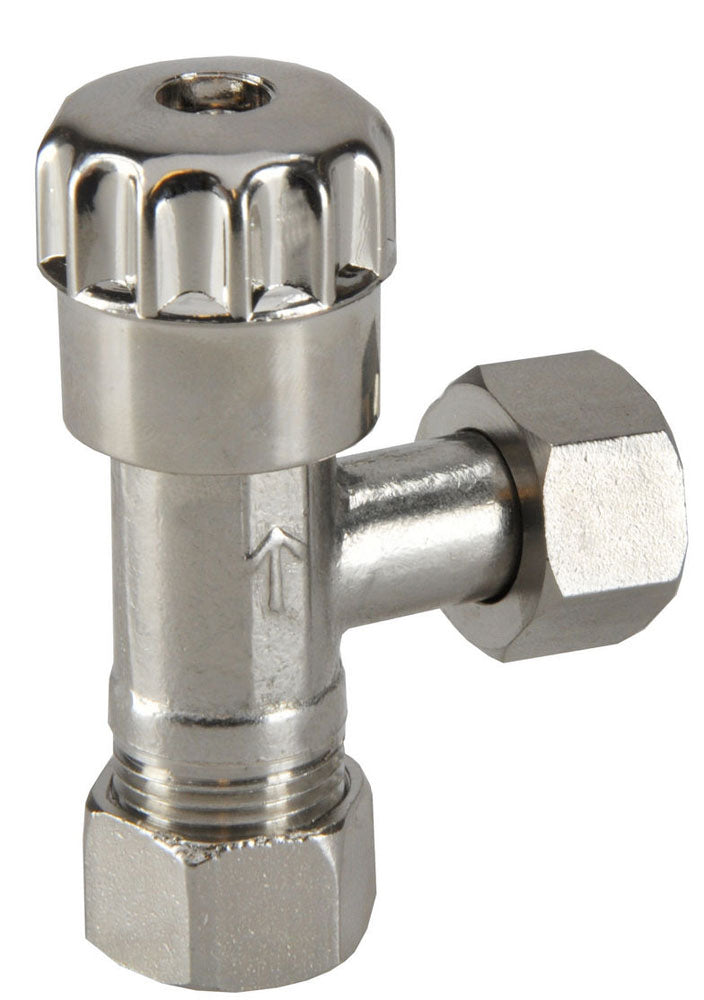 Angle stop valve 3/8" F x 12 mm compression chrome plated